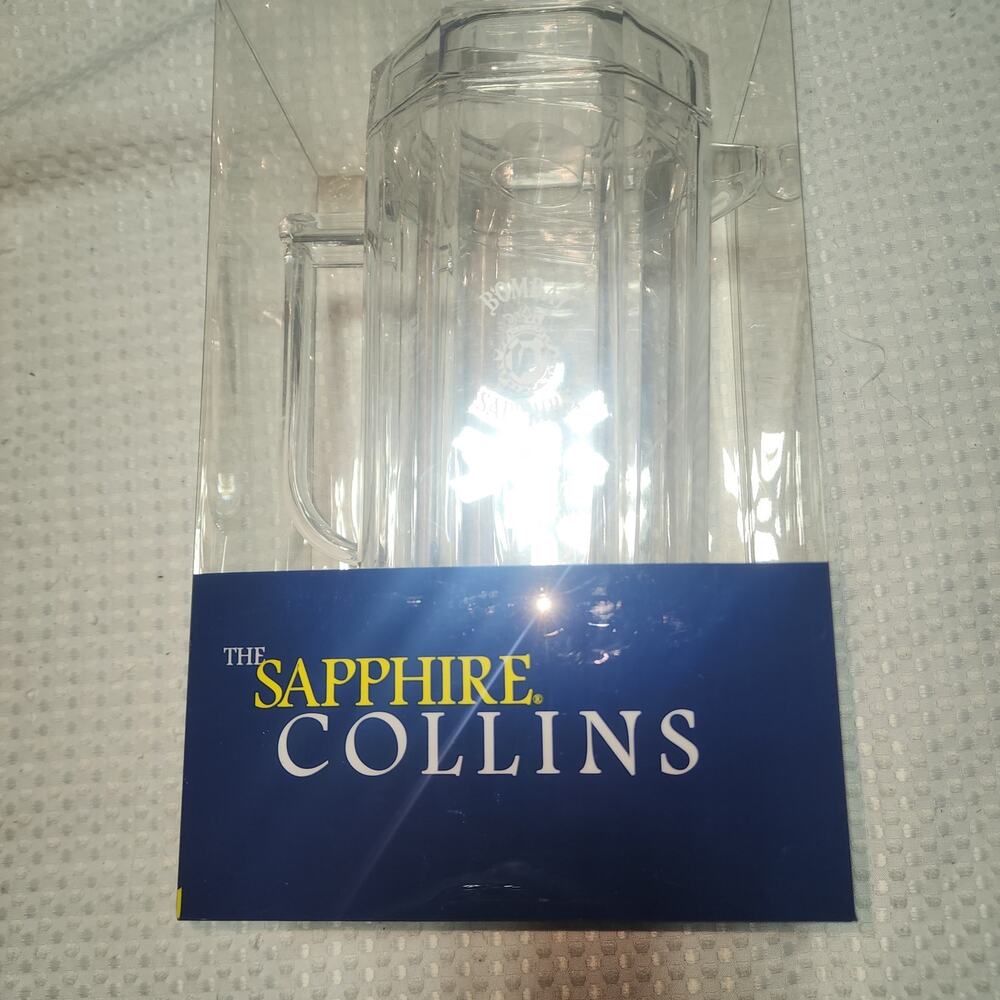 BOMBAYBTHE SAPPHIRE GIN COLLINS NWT ACRYLIC HEAVY PITCHER WITH LID